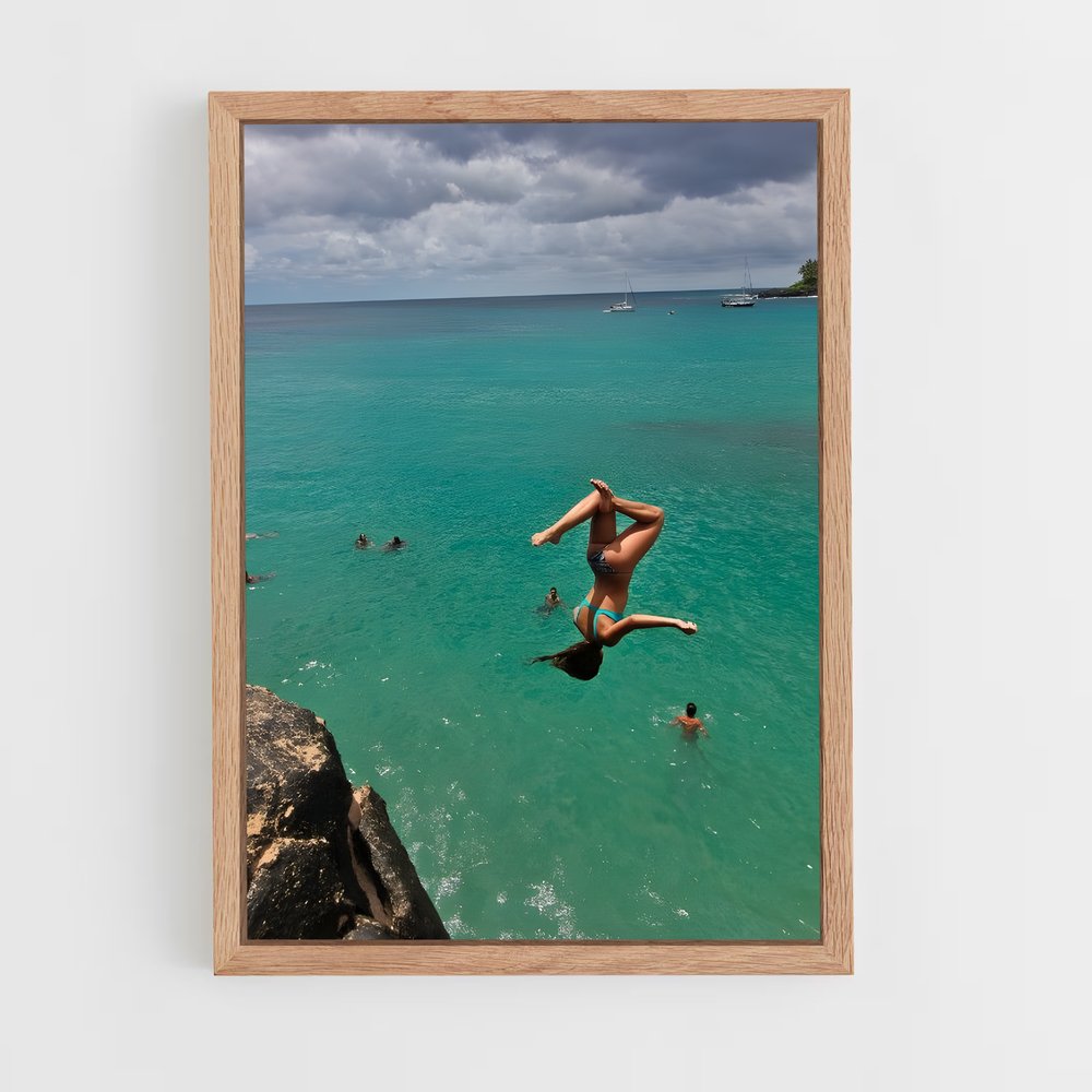 Poster Cliff diving contrebas – affiche Plongeon de falaise (vue 4)